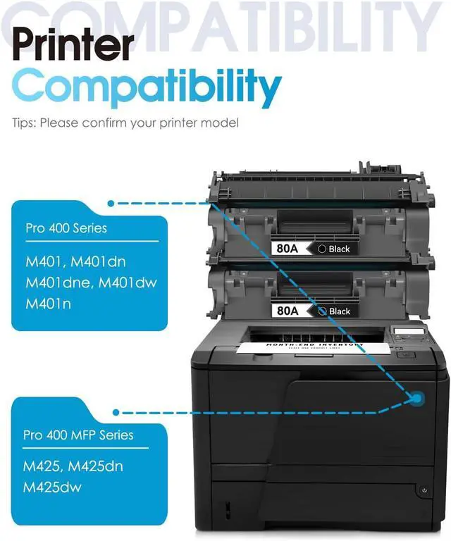 Alt view image 2 of 7 - 80A Black Toner Cartridges High Yield 2-Pack Replacement for HP 80A CF280A