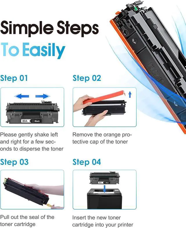 Alt view image 5 of 7 - 80A Black Toner Cartridges High Yield 2-Pack Replacement for HP 80A CF280A