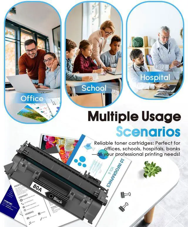 Alt view image 7 of 7 - 80A Black Toner Cartridges High Yield 2-Pack Replacement for HP 80A CF280A