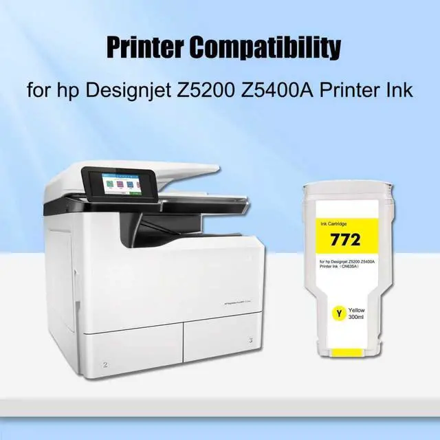 Alt view image 2 of 6 - 772 Ink Cartridge Yellow 300ML for 772 772Y Replacement for Designjet Z5200 Z5400A Printer InkCN630A