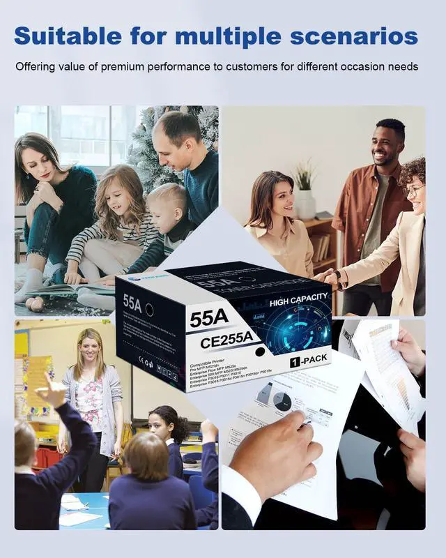 Alt view image 6 of 6 - CE255A 55A Black Toner Cartridge 1 Pack - Compatible with HP 55A CE255A
