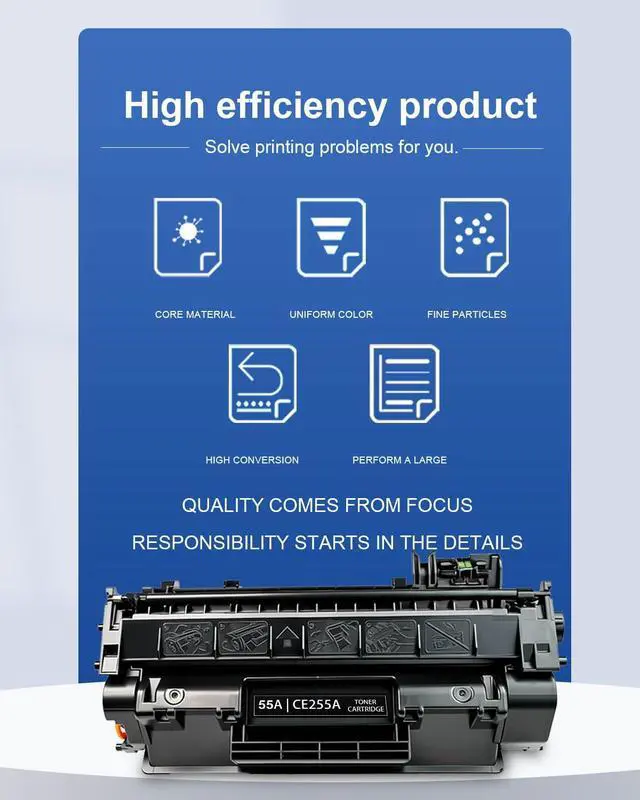 Alt view image 5 of 6 - CE255A 55A Black Toner Cartridge 1 Pack - Compatible with HP 55A CE255A
