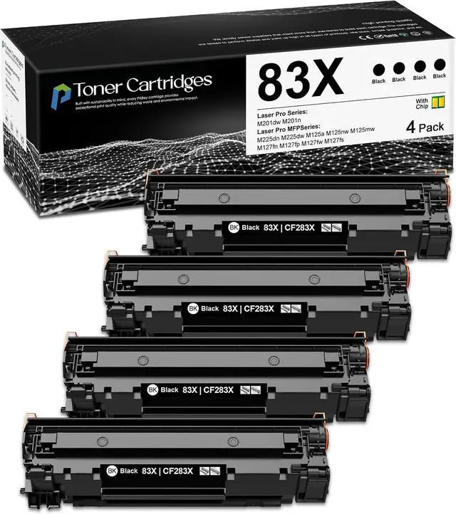 Main image of 83X High-Yield Toner Cartridge (4-Pack,Black) Compatible 83X CF283X Toner Cartridges Replacement for HP Laser Pro M201dw MFP M125nw M125a M127fn M127fw M225dn M225dw Printer