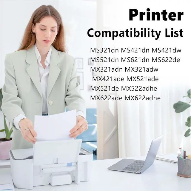 Alt view image 2 of 6 - 56F1000 MS321dn Black Toner Cartridge(with Chip) 6000 Page Compatible for Lexmark 56F1000 56F1H00 for MS321dw MS421dn MS421dw MS521dn MS521dw MS621dn MS621dw MX522adhe MX622ade MX321adw Printer, Black