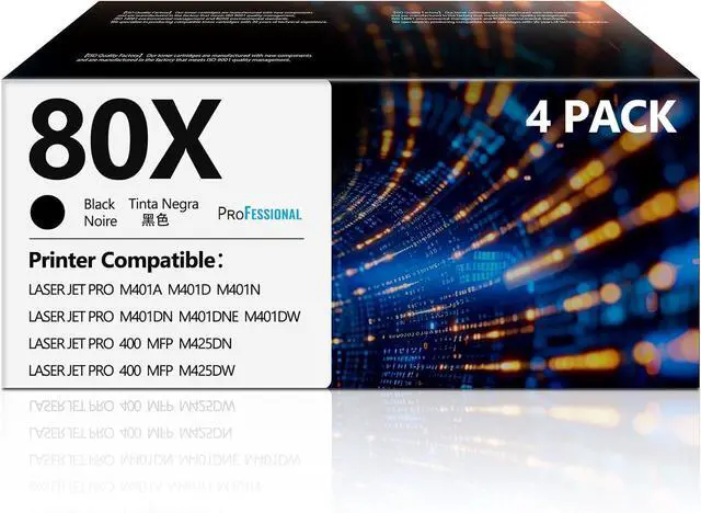 Main image of 80X CF280X Toner Cartridges Black Replacement for HP80 X 80X CF280X 80A CF280A Toner Compatible with Laserjet Pro 400 M410 M401D M401A M401N M401DN M401DW M425DW M425DN Printer CF280X Toner (4 Black)