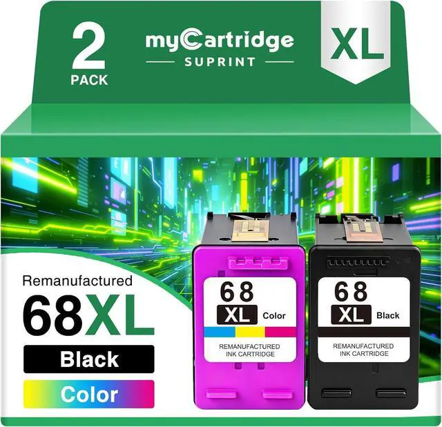 Main image of myCartridge SUPRINT Replacement for HP 68XL 68e 68 Ink Cartridges Black/Color Combo Pack Compatible for HP Envy 6155e 6555e 6152e 6130e 6132e Series Printers (2-Pack, High Yield)
