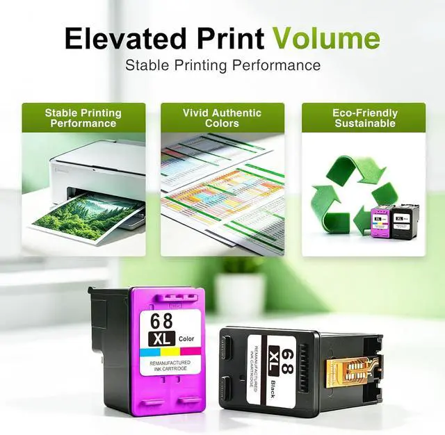 Alt view image 5 of 7 - myCartridge SUPRINT Replacement for HP 68XL 68e 68 Ink Cartridges Black/Color Combo Pack Compatible for HP Envy 6155e 6555e 6152e 6130e 6132e Series Printers (2-Pack, High Yield)