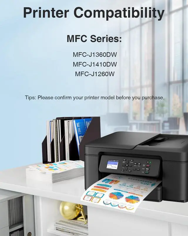 Alt view image 2 of 7 - LC501XL Ink Cartridges for Brother Printer MFC-J1360DW, LC501XL Compatible for Brother LC501 Ink Cartridges for MFC-J1360DW MFC-J1260W MFC-J1410DW (4-Pack, Black Cyan Magenta Yellow)