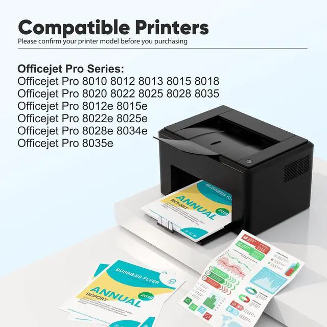 Alt view image 2 of 7 - 910XL Ink Cartridges Combo Pack Compatible for HP OfficeJet 8015e 8025e