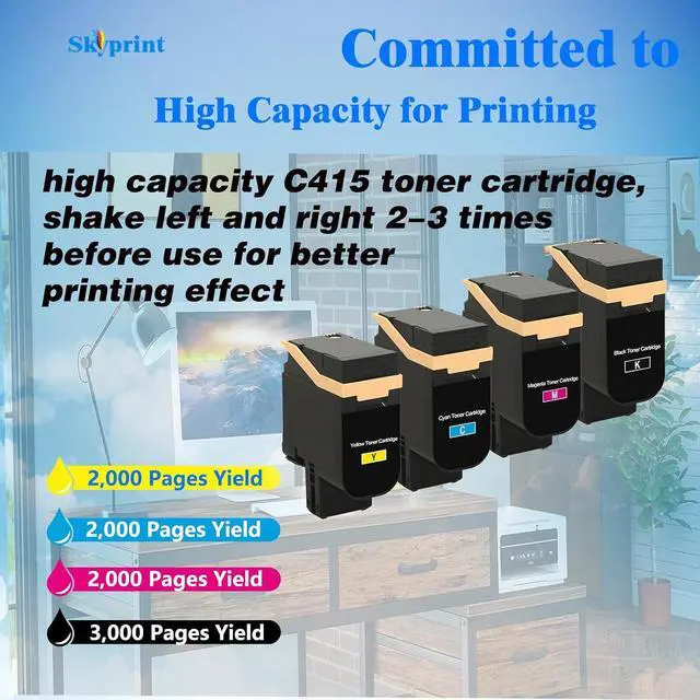 Alt view image 3 of 5 - Versalink C415 C410 Toner Cartridge Compatible with Xerox 006R04677 006R04678006R04679 006R04680 use for Xerox Versalink C410 C410DN C415 C415DN Printer Ink Black Cyan Magenta Yellow