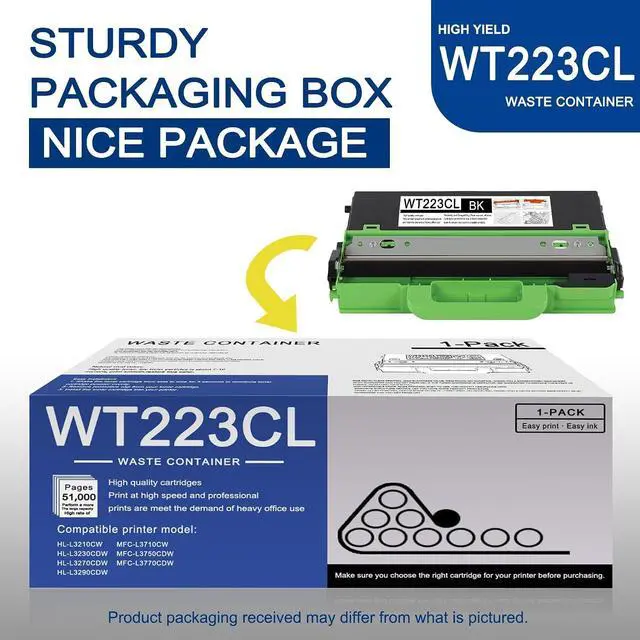 Alt view image 6 of 7 - 1 Pack WT223CL Black Waste Container High Yield Compatible WT223CL Replacement for Brother HL-L3210CW L3230CDW L3270CDW L3290CDW MFC-L3710CW L3750CDW L3770CDW Printer