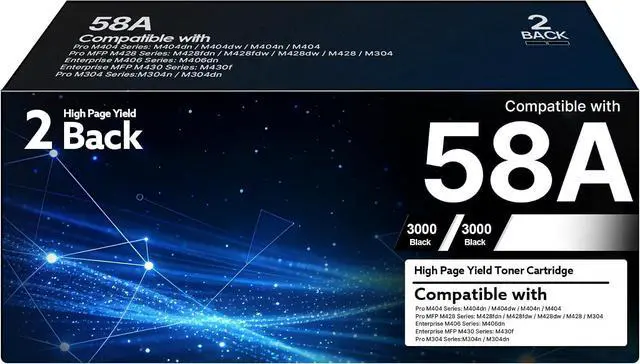 Main image of 58A Toner (with Chip) Replacement for HP 58A Toner Cartridge Black CF258A 58X CF258X Compatible with LaserJet Pro M404n M404dn M404dw M404 MFP M428fdw M428dw M428 Printer (2 Pack,Black)