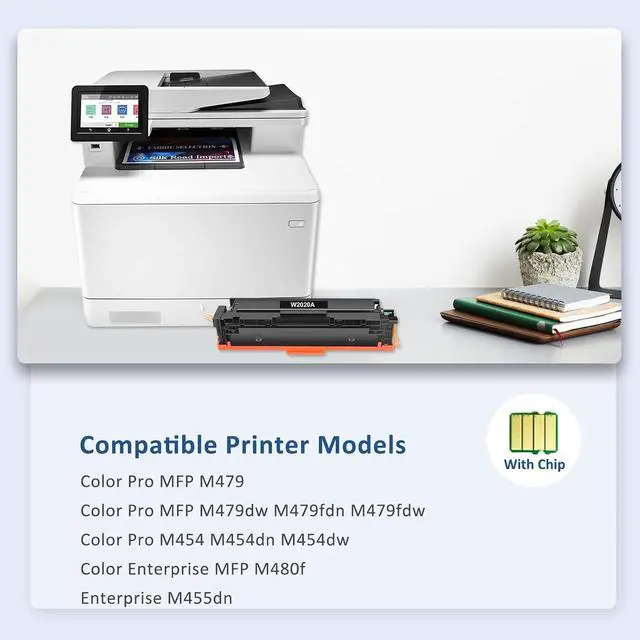 Alt view image 2 of 7 - 414A Toner Cartridges 4 Pack for HP 414X High Yield MFP M479fdw (with Chip)