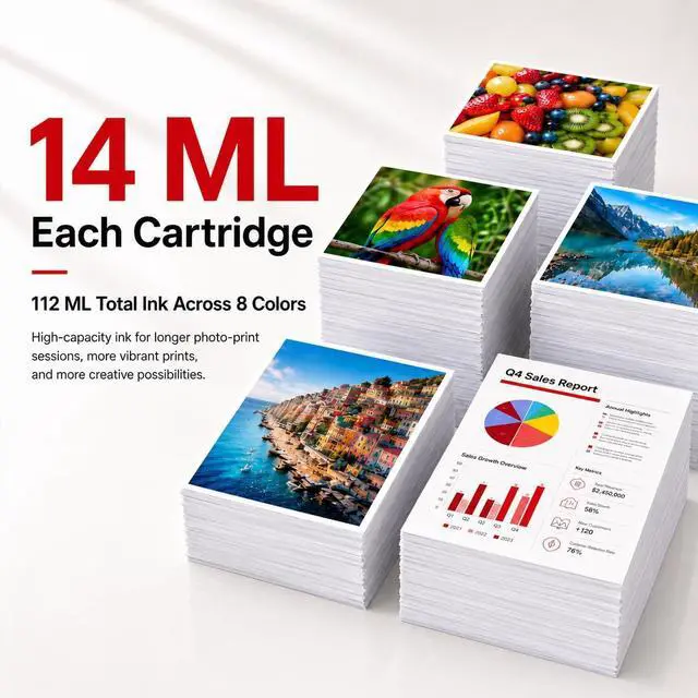 Alt view image 4 of 7 - CLI-42 Ink Cartridges High Capacity Compatible CLI 42 Ink Cartridges Replacement for Canon PIXMA PRO-100 Printer, 8-Pack(BK/C/M/Y/PM/PC/GY/LGY)