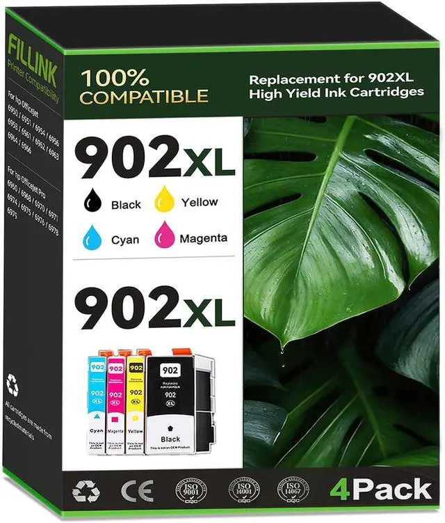 Main image of 902XL Ink Cartridges Combo Pack Compatible for Officejet Pro 6978 Ink Replacement for HP 902 XL Use with Office Jet Pro 6968 6975 6978 6954 6958 6962 6977 6960 Printers (Black Cyan Magenta Yellow)