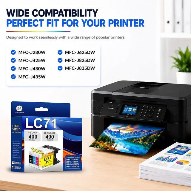 Alt view image 2 of 7 - LC71 Ink Cartridge 4Pack Black Cyan Magenta Yellow LC71BK LC71C LC71M LC71Y