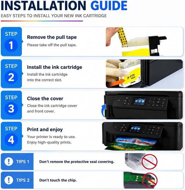 Alt view image 5 of 7 - LC71 Ink Cartridge 4Pack Black Cyan Magenta Yellow LC71BK LC71C LC71M LC71Y