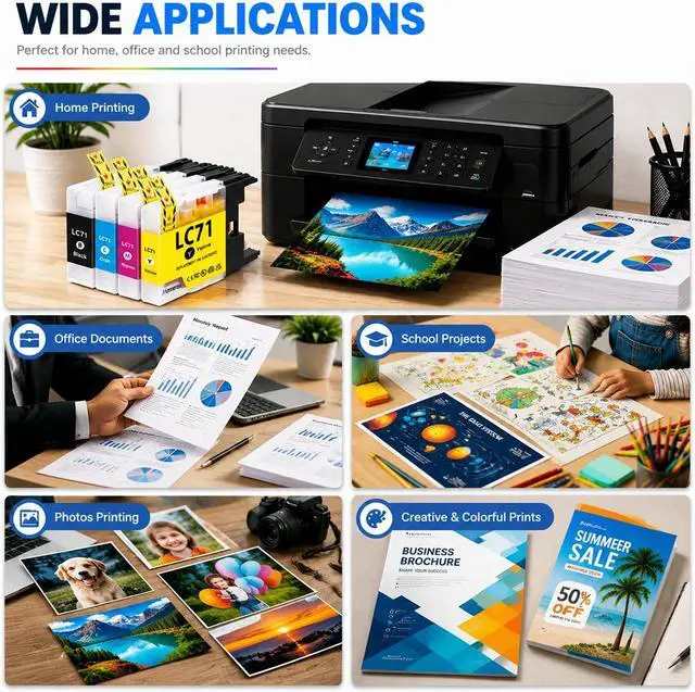 Alt view image 7 of 7 - LC71 Ink Cartridge 4Pack Black Cyan Magenta Yellow LC71BK LC71C LC71M LC71Y