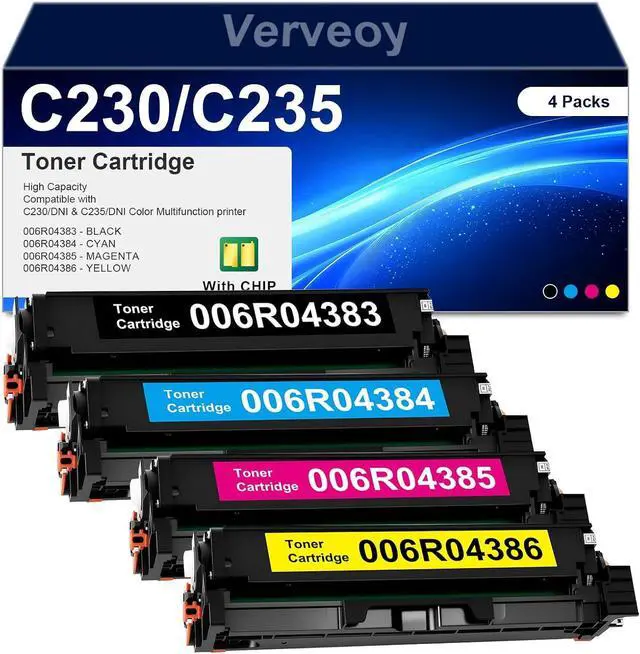 Main image of C235 C230 Toner Cartridges with CHIP Replacement for Xerox C230 C235 006R04383 Black High Yield Toner 006R04384 006R04385 006R04386 Ink Cartridge for C235 C230 Printer Toner (4-Pack, BK/C/M/Y)