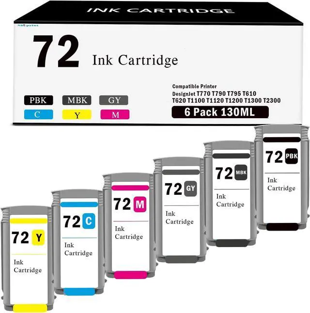 Main image of T1200 Ink 72 Ink Cartridges 130ML C9403A C9370A C9371A C9372A C9373A C9374A