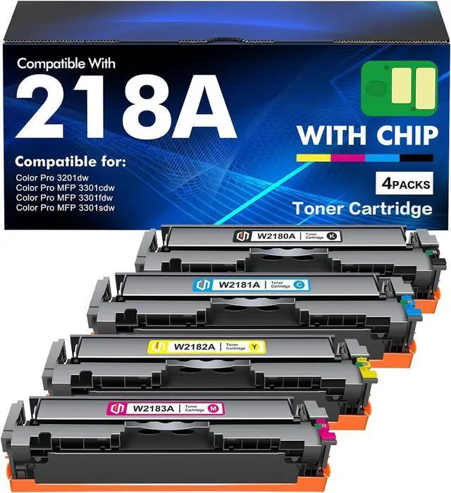 Main image of 218A Toner Cartridges 4 Pack 218 3201dw 3301fdw High Yield W2180A with Chip