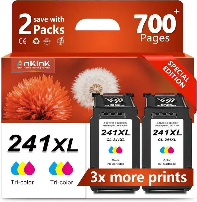 Main image of Ankink 241XL 241 Color Ink Cartridges Replacement for Canon 241 CL241 CL-241 XL Color to MG3600 MG3620 TS5120 TS5100 MG3220 MG3520 MG2120 MX452 MX512 MX532,2-Pack