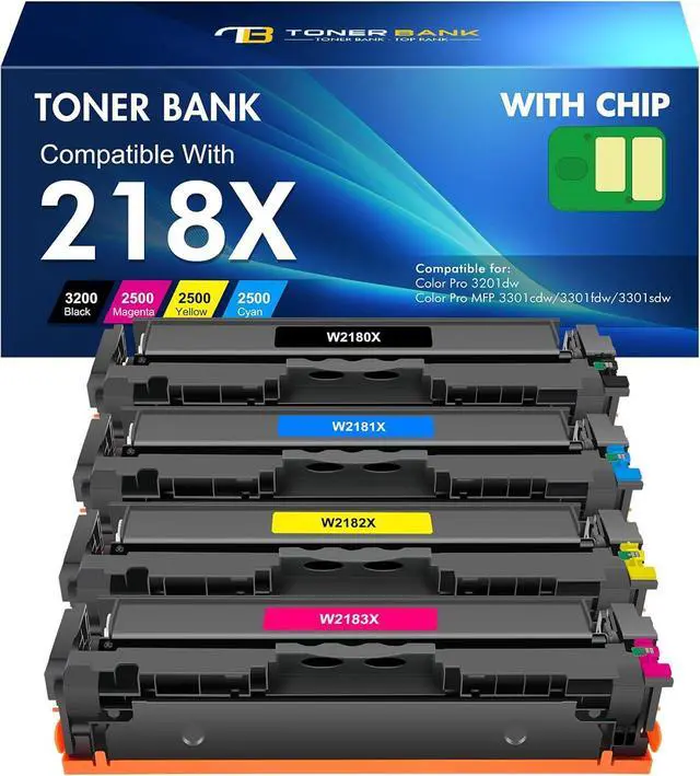 Main image of 218X 218A Toner Cartridges 4 Pack 218 High Yield with Chip 3201dw 3301fdw