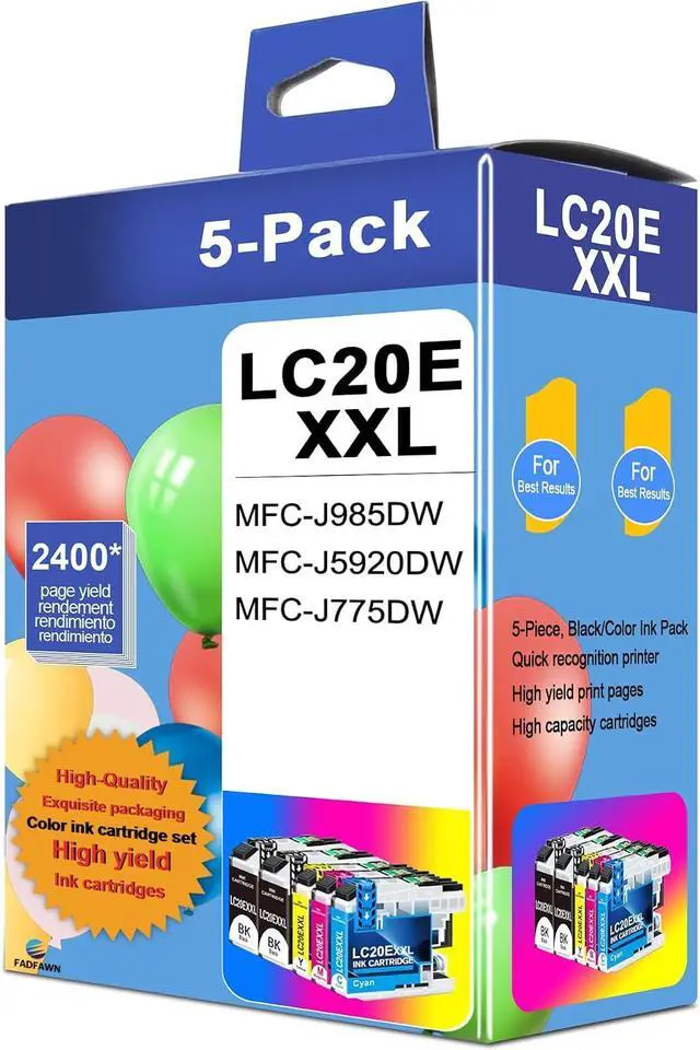 Main image of LC20E Ink Cartridges Super High Yield 5 Pack Replacement for Brother LC20E