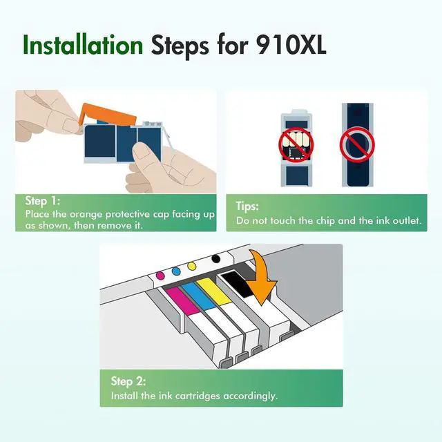 Alt view image 4 of 7 - 910XL 910 8015e 8025e Ink Cartridges Combo Pack Replacement for HP Printer