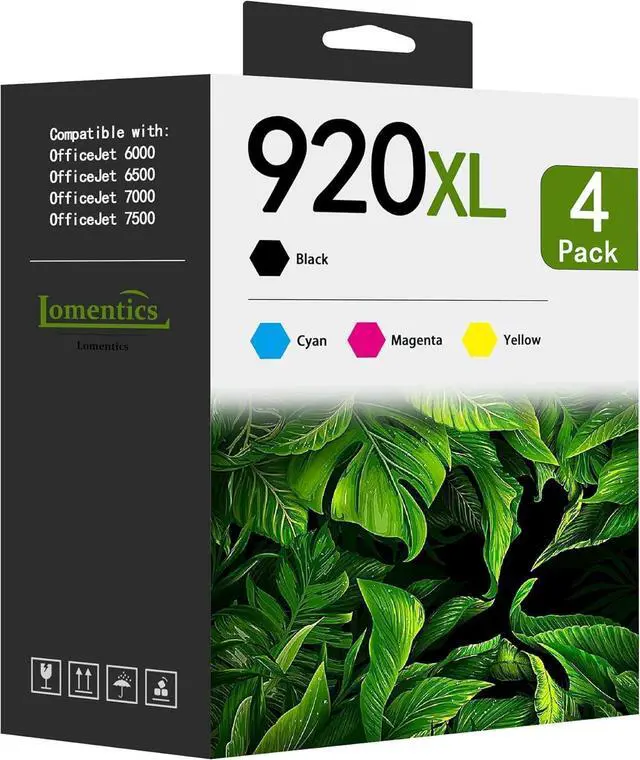 Main image of 920XL High Yield Ink Cartridges (4-Pack, Black/Cyan/Magenta/Yellow) Compatible 920XL 920 XL Ink Cartridges Replacement for HP 920XL 920 Ink Work with Officejet 6000 6500 6500A 7000 7500 7500A Printer