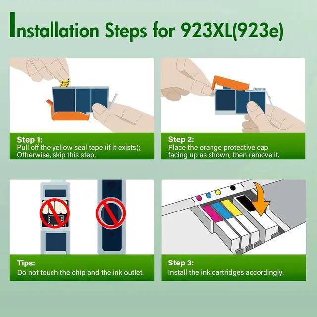 Alt view image 4 of 7 - 923XL 923 8130e 8125e Ink Cartridges Combo Pack with Chip for HP Printers