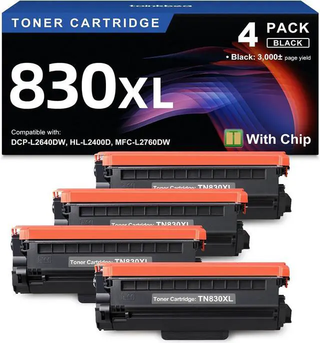 Main image of TN830XL Black Toner Cartridge Compatible for Brother Printer HL-L2460DW 4PK