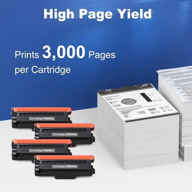 Alt view image 4 of 7 - TN830XL Black Toner Cartridge Compatible for Brother Printer HL-L2460DW 4PK