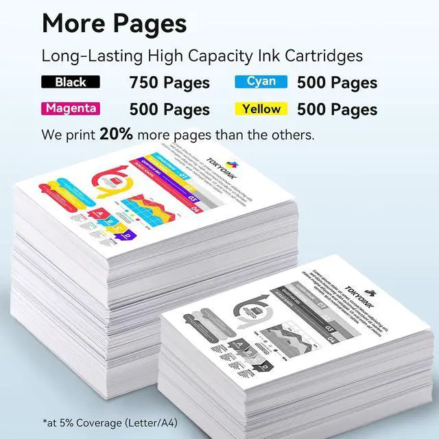 Alt view image 3 of 7 - TOKYOINK 67XL Ink Cartridges Compatible for HP67 HP Ink 67 XL HP67XL
