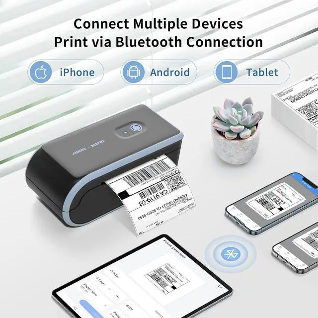 Alt view image 4 of 7 - JADENS Bluetooth Thermal Label Printer, Wireless with Built-in Paper Bin