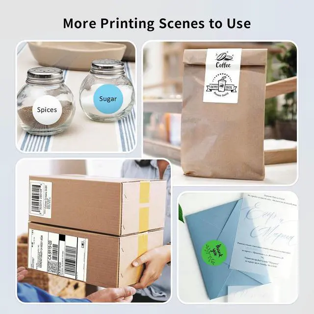 Alt view image 6 of 7 - JADENS Bluetooth Thermal Label Printer, Wireless with Built-in Paper Bin