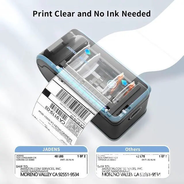 Alt view image 7 of 7 - JADENS Bluetooth Thermal Label Printer, Wireless with Built-in Paper Bin
