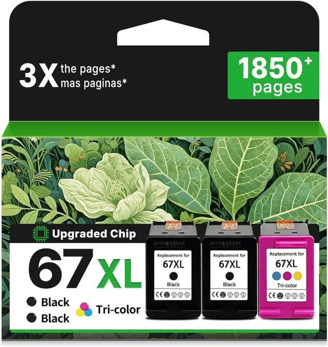 Main image of 67XL Ink Cartridges for HP 67 XL Black Color Combo 3-Pack Replacement for HP67 HP67XL for Printer 2700 2700e 4100 6400 4155e 2755e 6000 2855e 2752e 4100e 6458 6455e 4152 6055e 6052e 4152e 2742e 6400e
