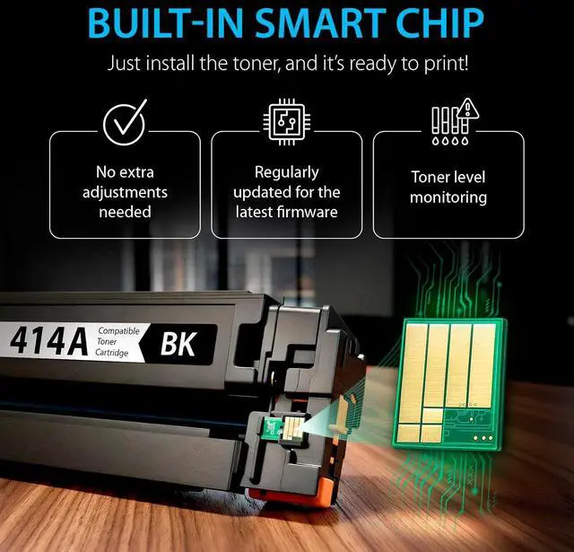 Alt view image 4 of 7 - Smart Ink Compatible 414A Toner Cartridges 4 Pack (with Chip) Replacement for HP 414A HP 414X Toner to use with Color LaserJet Pro MFP M479fdw M454dw M479fdn M454dn ( Black Cyan Magenta Yellow )