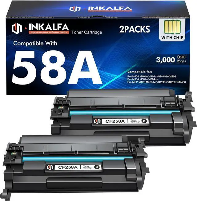 Main image of CF258A 58A Toner Cartridge Black 58X CF258X M404n M404dn M428fdw 2 Pack