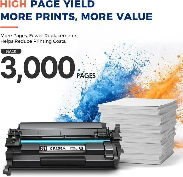 Alt view image 2 of 7 - CF258A 58A Toner Cartridge Black 58X CF258X M404n M404dn M428fdw 2 Pack
