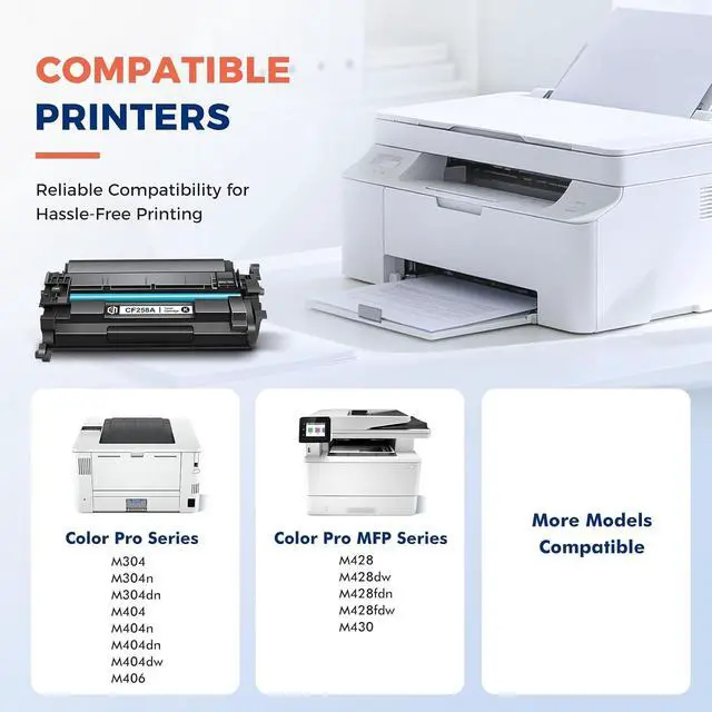 Alt view image 4 of 7 - CF258A 58A Toner Cartridge Black 58X CF258X M404n M404dn M428fdw 2 Pack