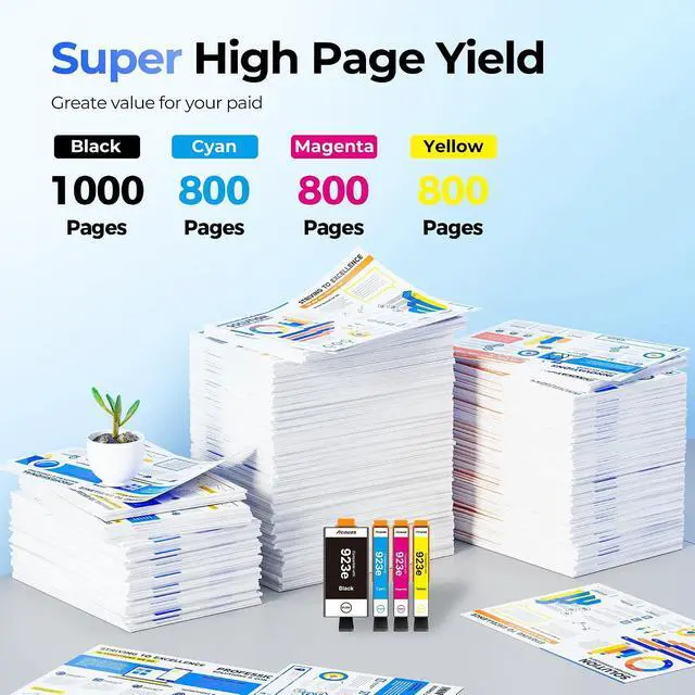 Alt view image 3 of 7 - 923XL Ink Cartridges for 8130e Printer with Chip 4-Pack 6C3Y6LN