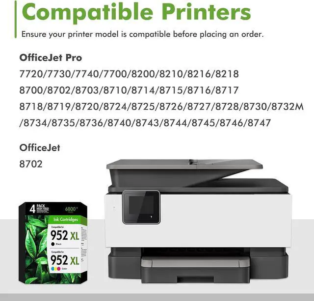 Alt view image 2 of 6 - 952 952XL Printer Ink Cartridges Combo Pack for HP 952 XL 4-Pack