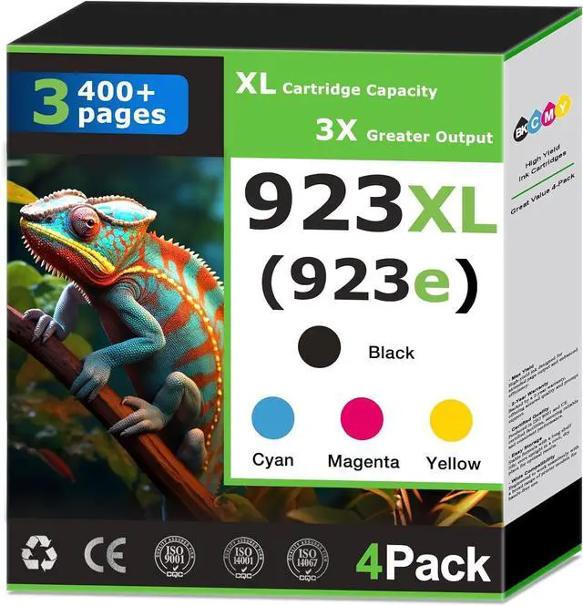 Main image of 923XL 923e Ink Cartridges Combo Pack (4 Pack) Replacement for HP 923 Ink Cartridges , Work for OfficeJet Pro 8120 8122 8124 8125 8130 8132 8122e 8124e 8125e 8130e 8132e 8134e, Update with V19.8.1 Chip
