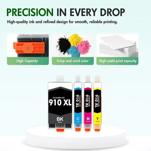 Alt view image 6 of 7 - 910 910XL 8020 Ink Cartridges Black and Color Combo Pack for HP Printers