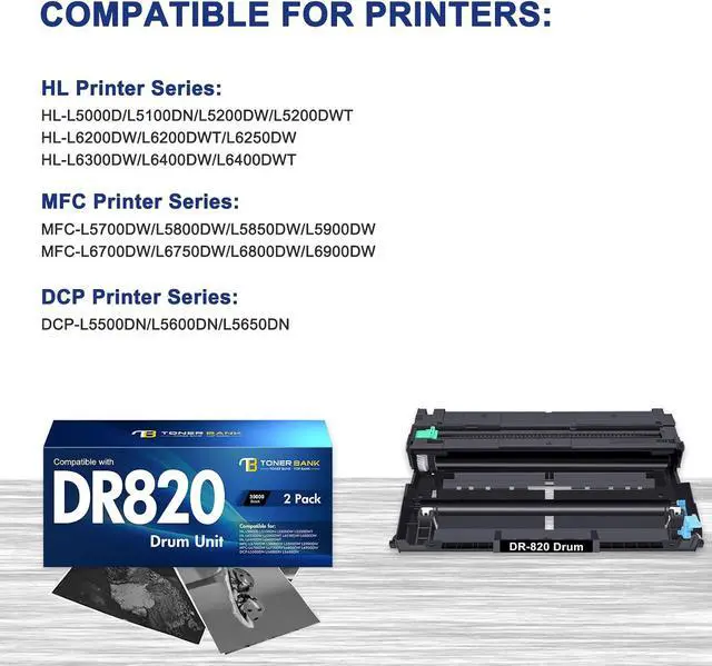 Alt view image 6 of 7 - DR820 DR-820 Drum Unit DR 820 HL-L6200DW Black for Brother DR820 Printer