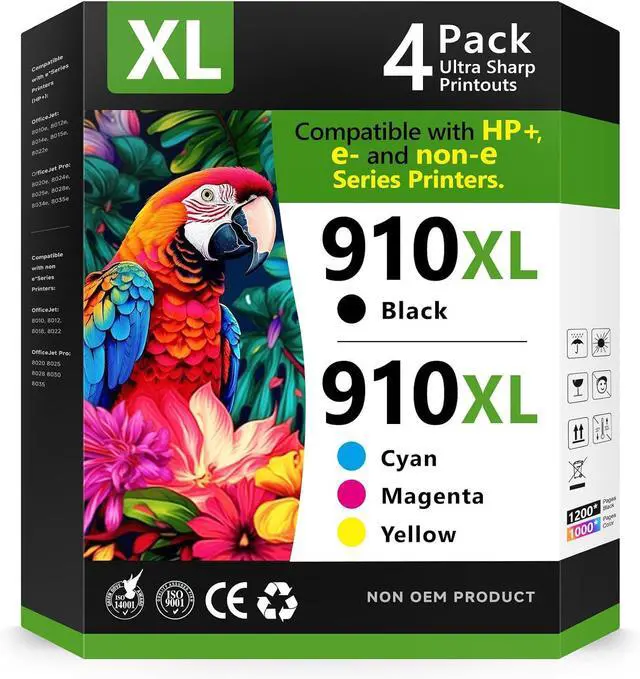 Main image of 910XL Ink Cartridges for HP Printers Replacement for HP Ink 910XL 910 Combo Pack Work with OfficeJet Pro 8015e 8025e 8020e 8028e 8035e 8020 8022 8025 8035 Printer (4 Pack)