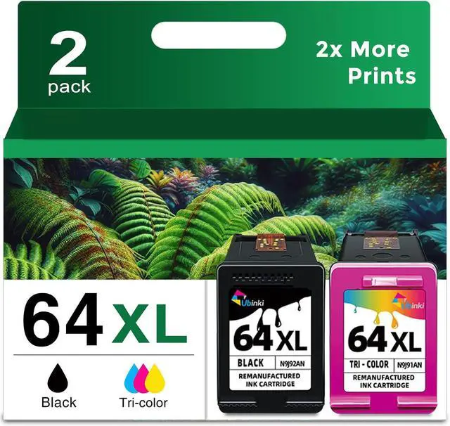 Main image of 64XL Ink Cartridge Combo Black and Color 2-Pack Replacement for HP 64 HP64 XL HP64XL to Envy Photo 7855 7858 7155 7800 7100 7120 7158 7164 6255 6252 6232 Inspire 7900e 7955e 7200 7200e Tango X Printer