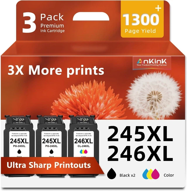 Main image of Ankink 245XL 246XL 3-Pack Compatible Ink Cartridge Replacement for Canon PG 245 CL 246 XL PG245XL Black Color for MX490 TR4520 TS3322 TR4522 TR4500 TS3122 TS3300 MX492 MG2522 TS3100 TS3320 MG2500